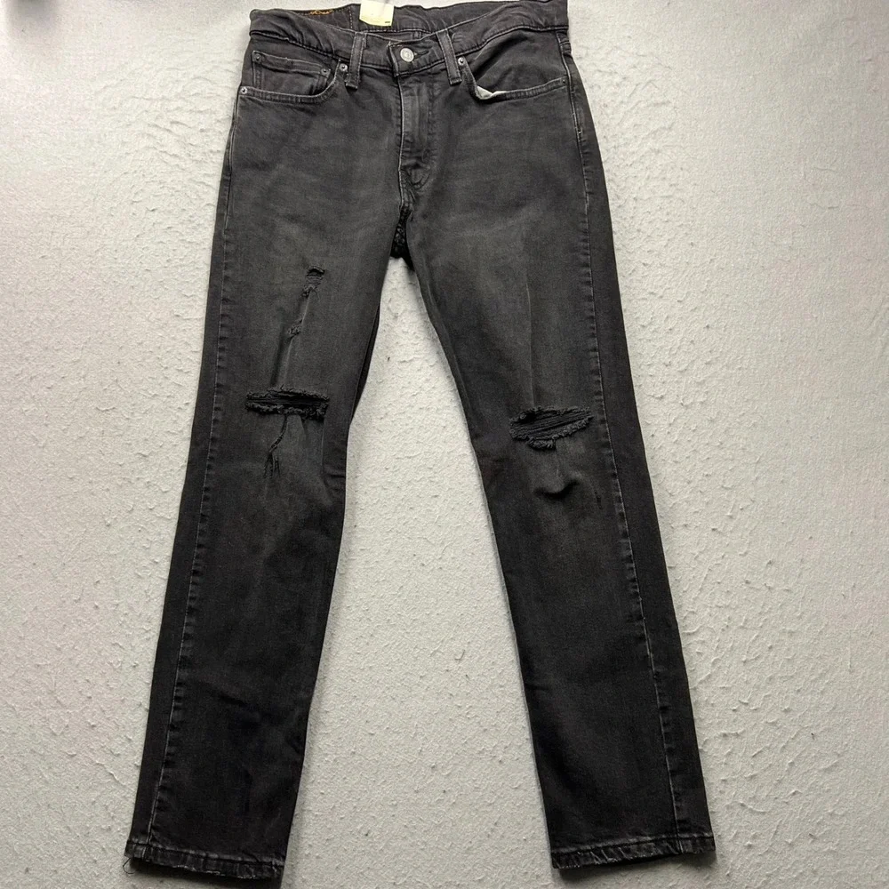 Levis 511 Slim Fit Jeans Mens 31x30 Black Distressed Stretch Denim 04511-5852